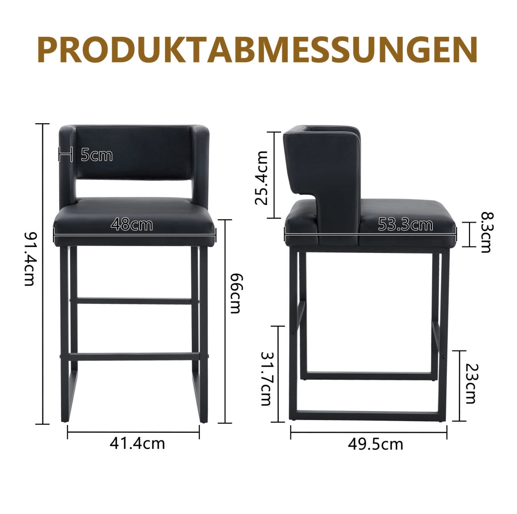 SGABELLO da bar design nordico 91,4 cm nero metallo e PU