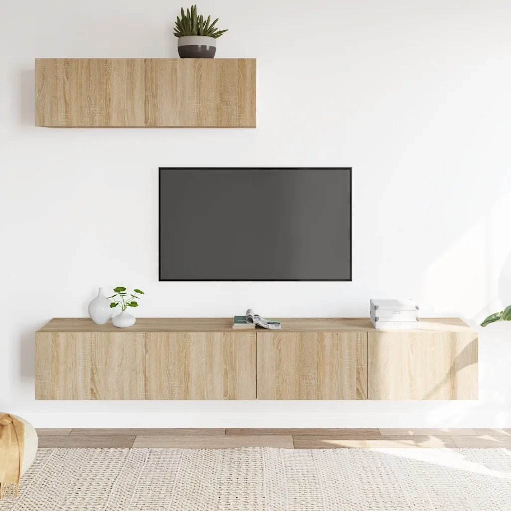 Set di Mobili Porta TV 3 pz-Set di 3 Credenza per TV Rovere Sonoma in Legno Multistrato 269546