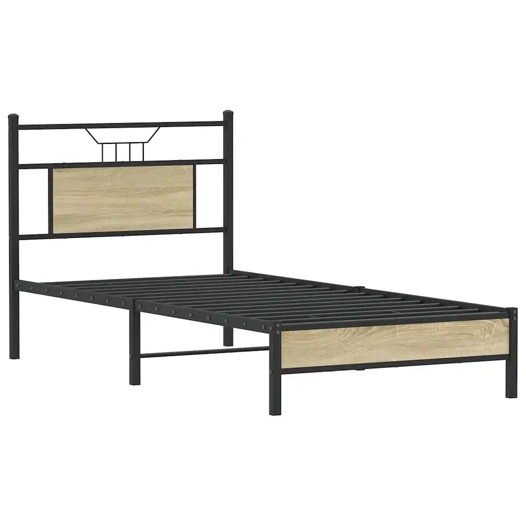 Letto singolo | Letto per adulti | Giroletto senza Materasso Rovere Sonoma 75x190 cm in Truciolato