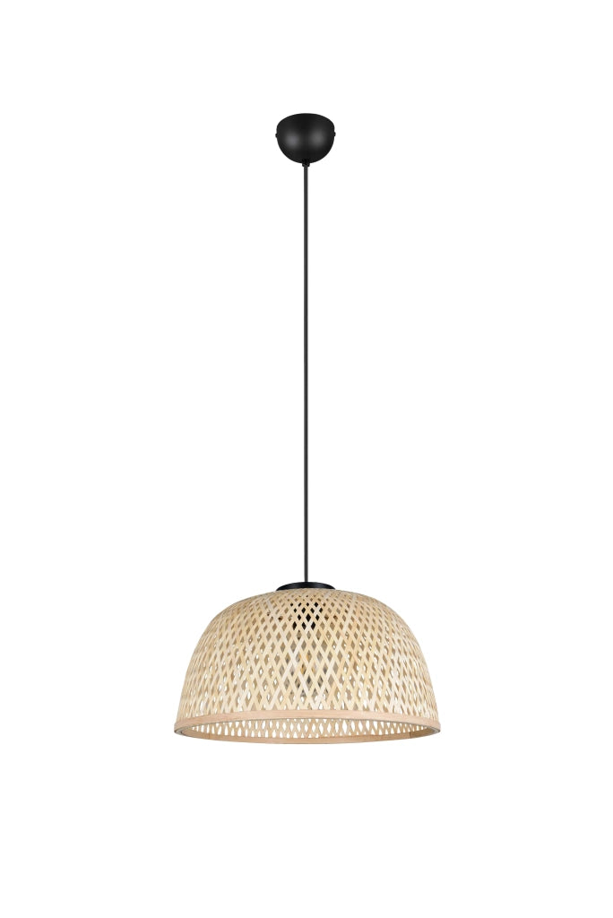 Lampada a sospensione, bambù e metallo, naturale e nero, D 40 cm, Laurent