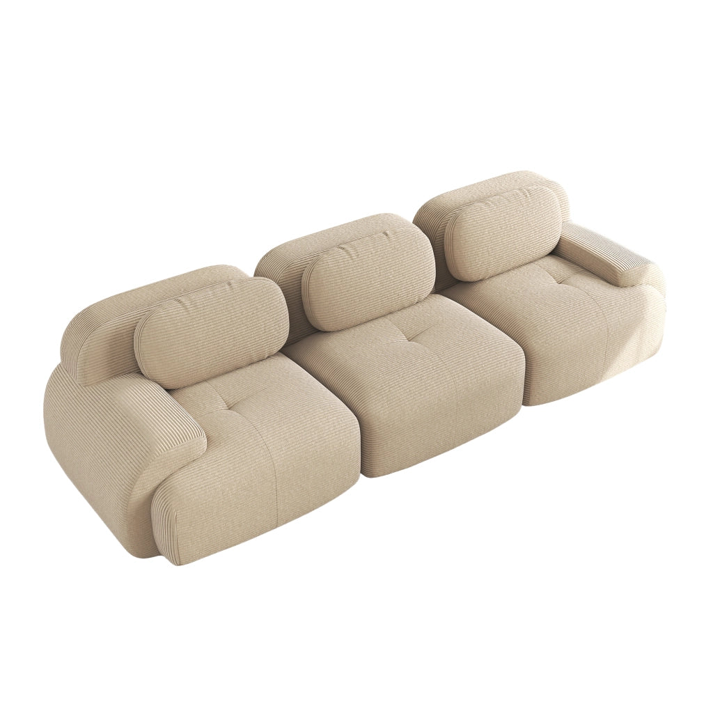 Divano 3 Posti in Tessuto Modulare con Braccioli ¨C MINIMAL ¨C Beige