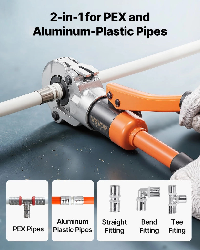 Pinza Crimpatrice Idraulica GC-1632 per Tubi PEX con 4 Ganasce U16 U20 U25 U32 e Valigetta, Robusta e Pratica per Bricolage
