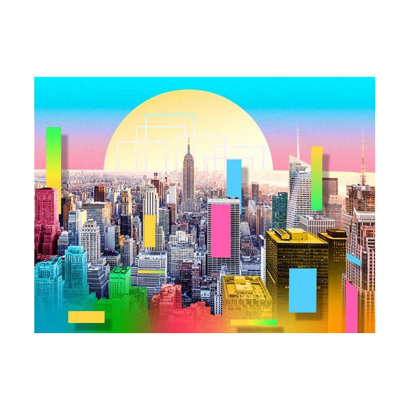 Set di 4 Canvas Colorful Sunset Multicolor 85x113