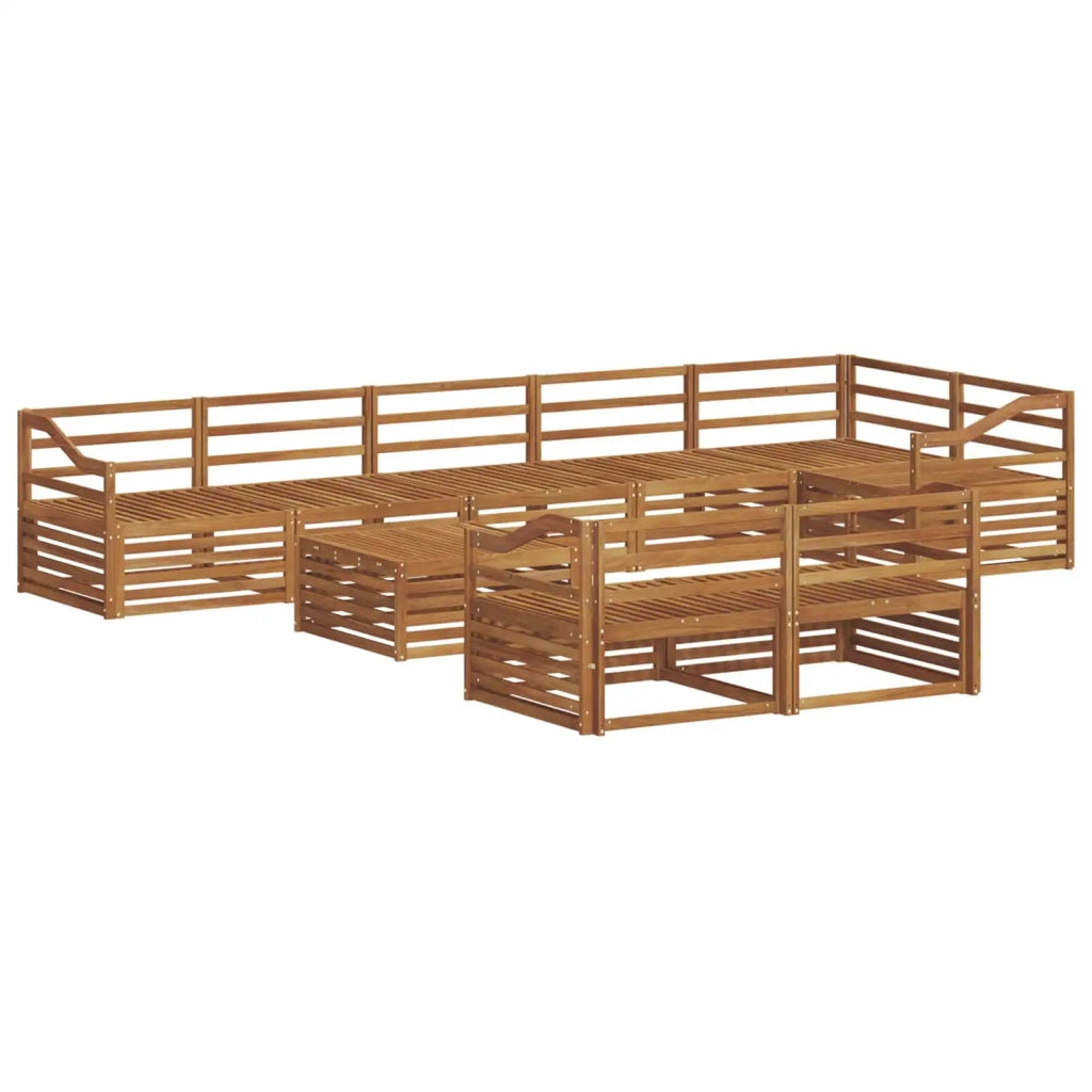 Set di divani da esterno 9 pz Naturale Legno di Acacia Massello 3373714