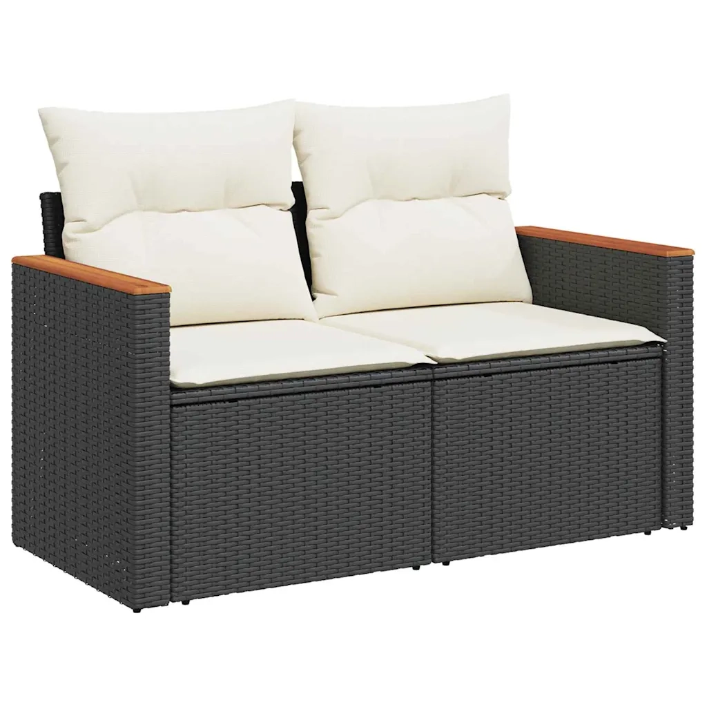 Set Divano da Giardino con cuscino 12 pcs Nero polyrattan
