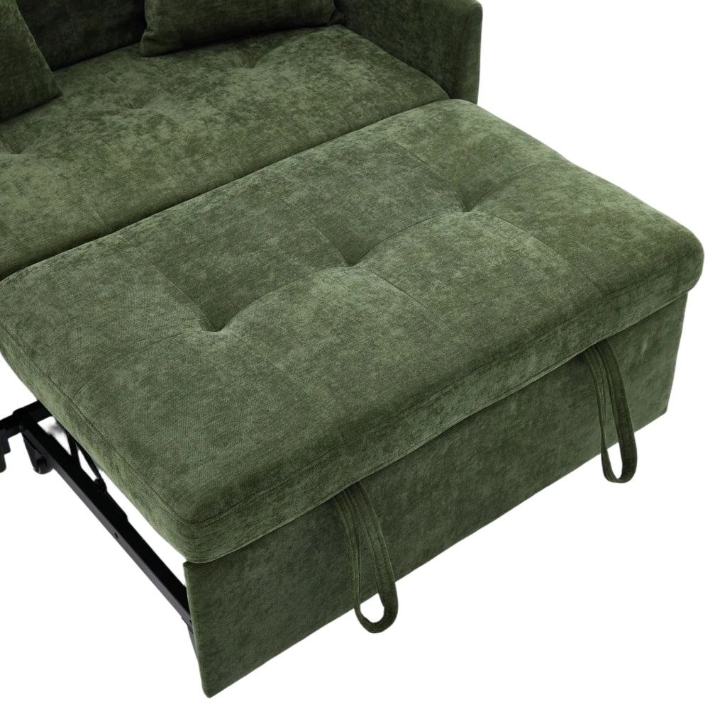 Divano letto singolo pieghevole con USB e supporto tablet verde HOMVRA