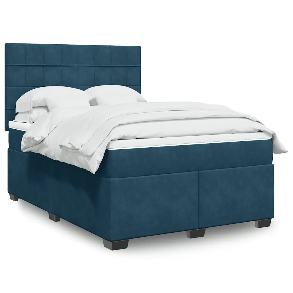 Giroletto a Molle con Materasso Blu 140x200 cm in Velluto 3293234