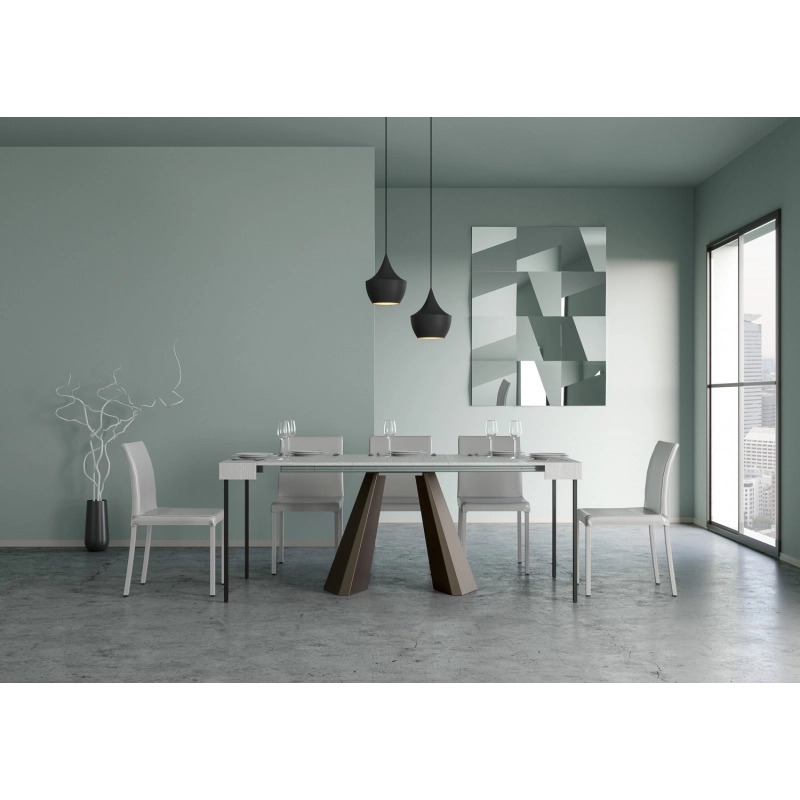 Consolle allungabile 90x40/196 cm Diamante Small telaio Orso - Bianco Frassino