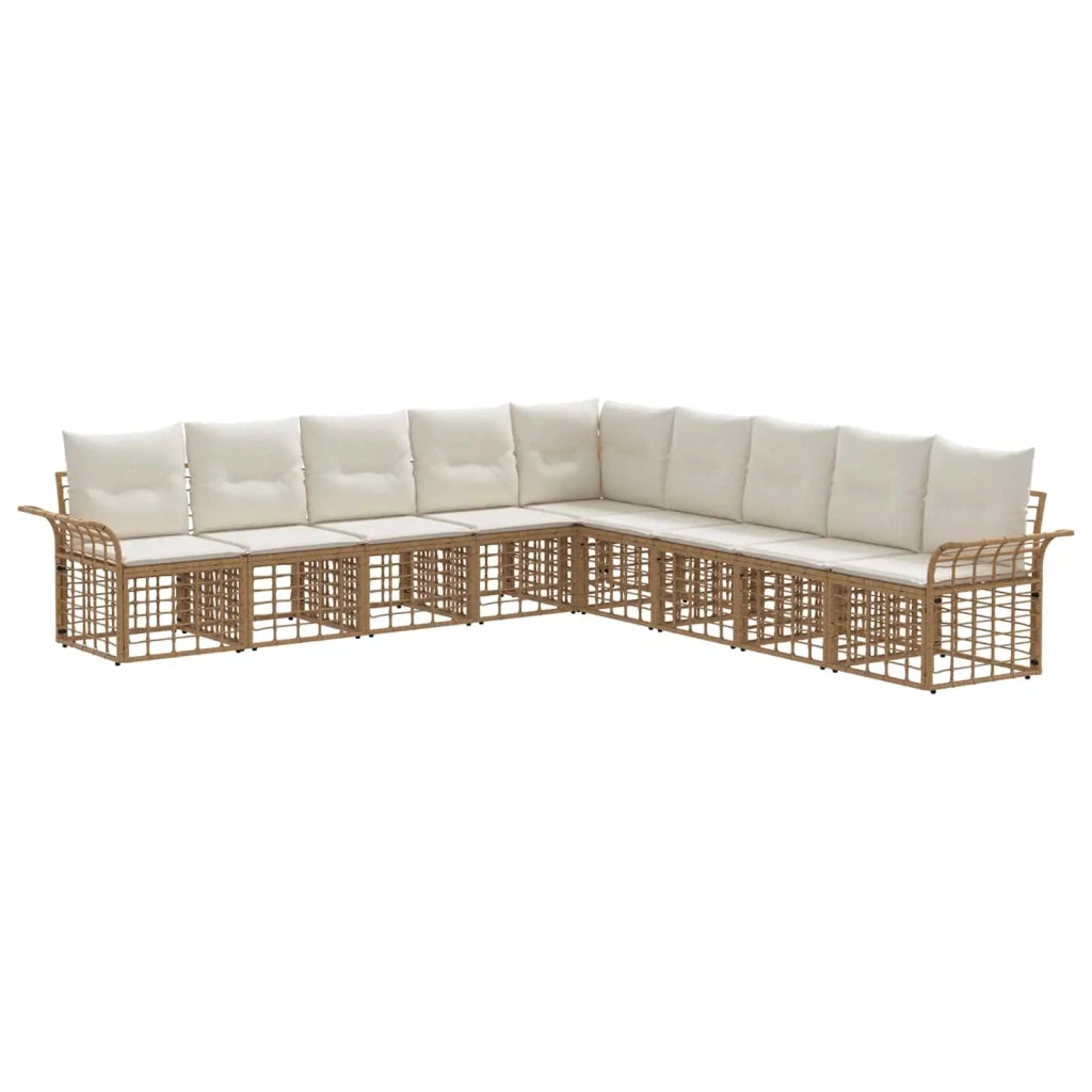 Set di divani da esterno 9 pz Naturale e Bianco Crema 3437704