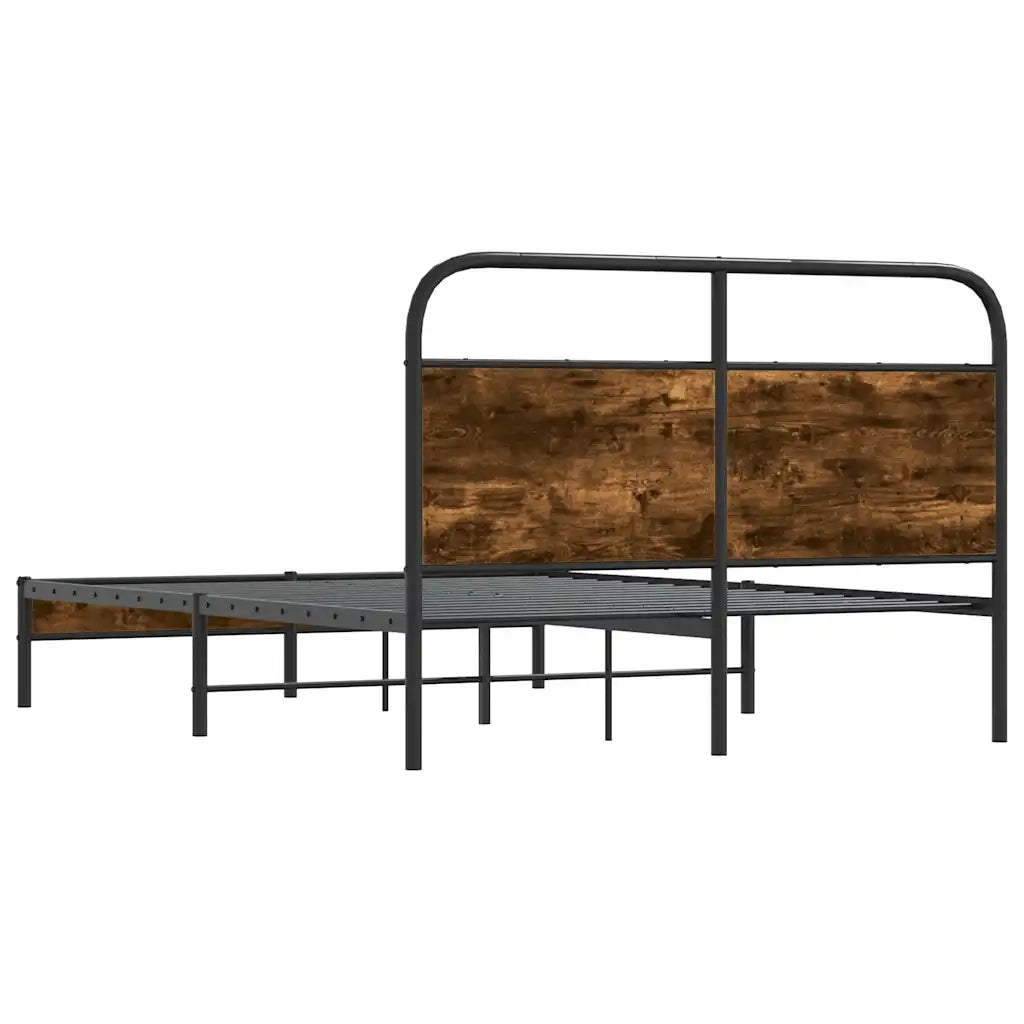 Letto matrimoniale | Letto per adulti | Giroletto senza Materasso Rovere Fumo 120x190 cm in Truciolato