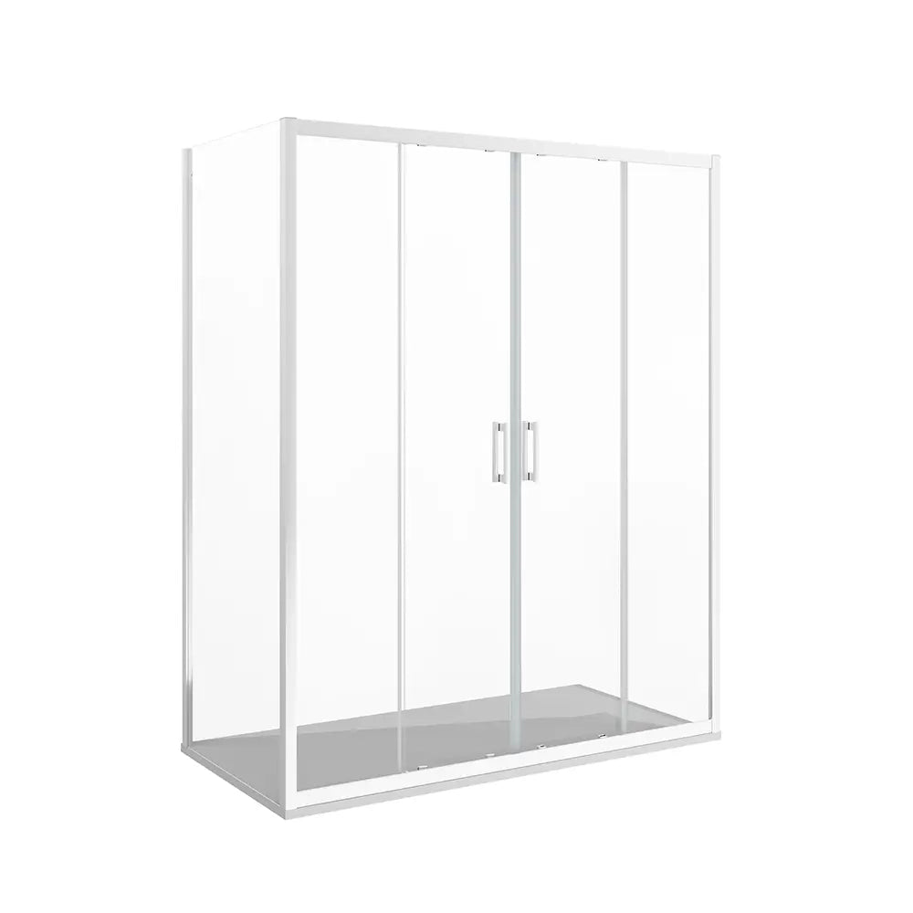 Box doccia angolare 80x140 cm profili cromati vetro 6mm trasparente apertura 2 ante scorrevoli | Favignana