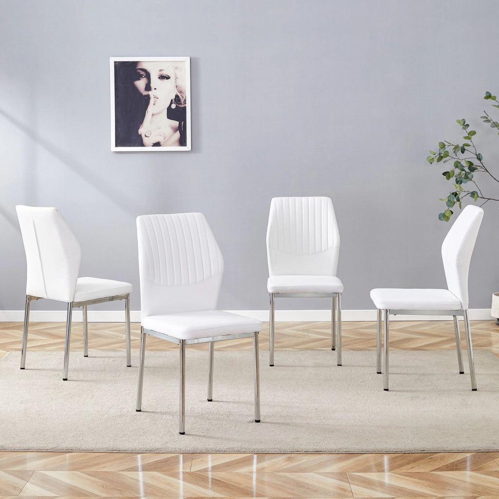 SEDIA da pranzo 93 cm PU bianco/argento Set da 4 pezzi