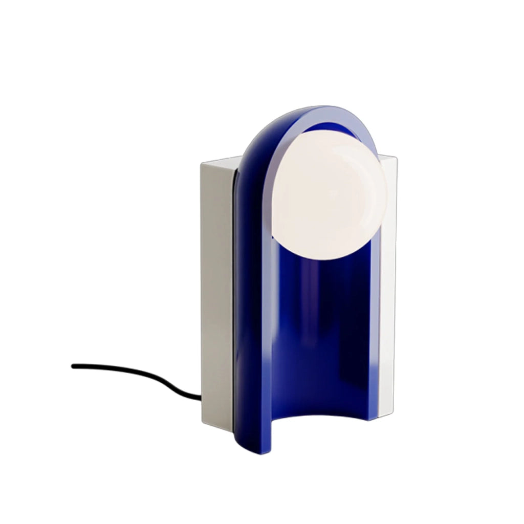 Lampada Da Scrivania Decò Cléo Ceramica Crema E Blu Robot 1 Luce E27