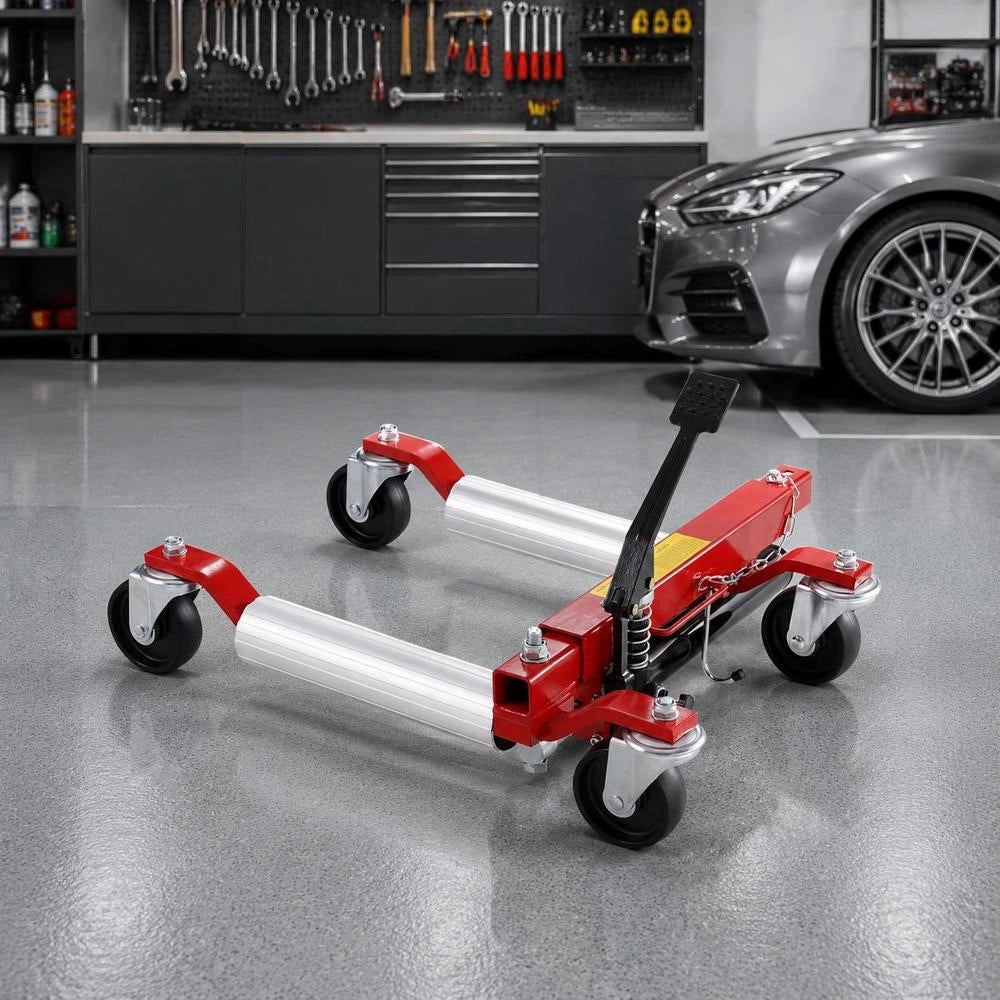 Wheel Trolley Car Jack, 2 Pieces, 680 Kg Load Capacity (per Trolley) With 360° Rotating Wheels, Heavy-duty Vehicle Positioning Hydraulic Trolley Jack, For Cars, SUVs, Caravans, And Pickup Trucks