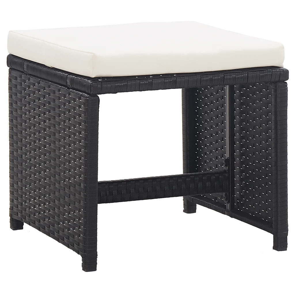 Sgabelli da Giardino 2 pz con Cuscini in Polyrattan Nero 46416