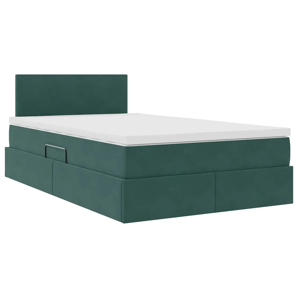 Letto con contenitore LED e materasso Verde Scuro 120 x 190 cm 3371322
