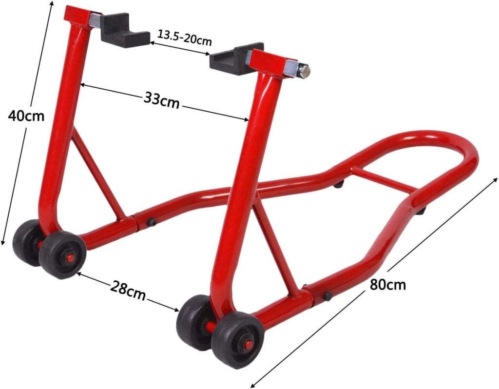 Cavalletto per Moto, Cavalletto Posteriore Moto Universale, Regolabile in Larghezza (rosso)
