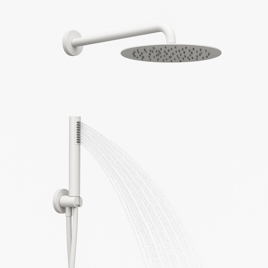 Set per doccia soffione tondo in acciaio inox 250 millimetri color bianco opaco *** finitura- bianco opaco tondo, con...