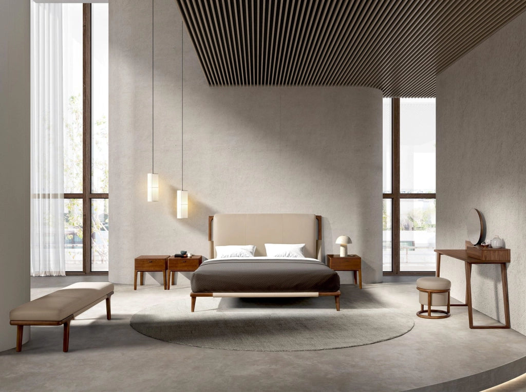 Letto in similpelle color visone