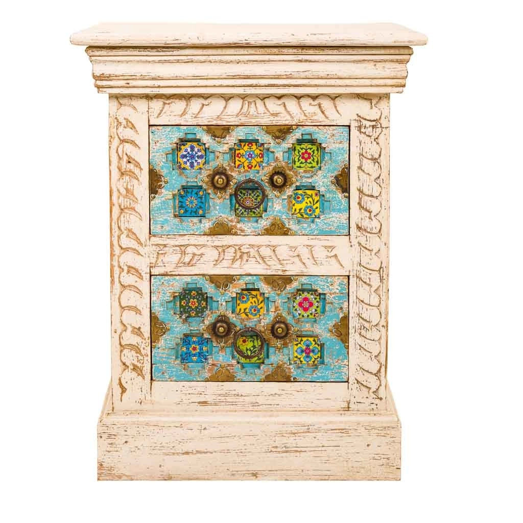 Comodino in legno beige 45x30x59