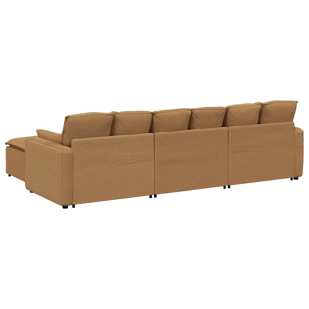 Divano Modulare con Poggiapiedi e Cuscini Beige 3321086