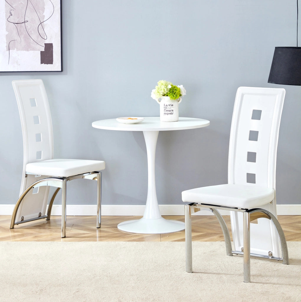 SEDIA da pranzo Set da 2 pezzi 102,5 cm PU bianco e metallo argento
