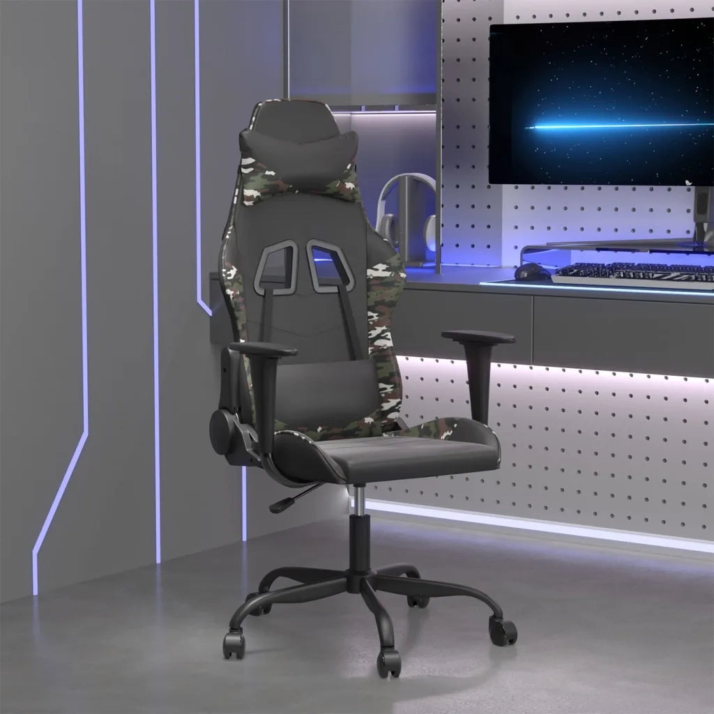 Sedia da Gaming Nero e Mimetico in Similpelle 3143652