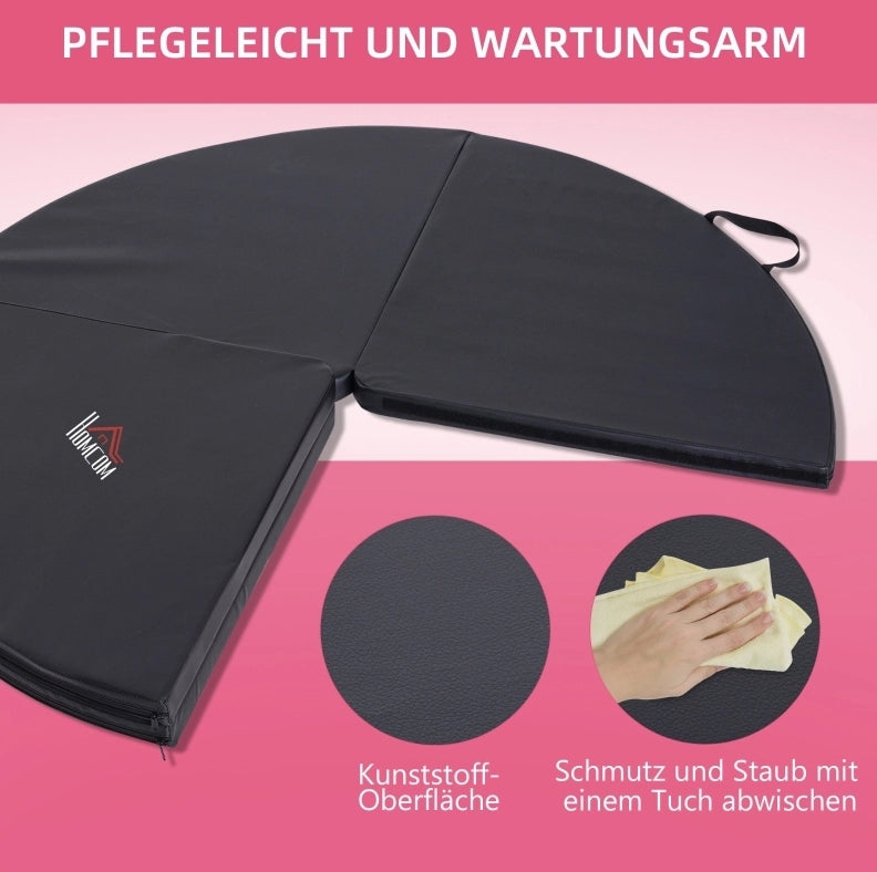 TAPPETO per Pole Dance pieghevole Ø 150 cm, plastica nera