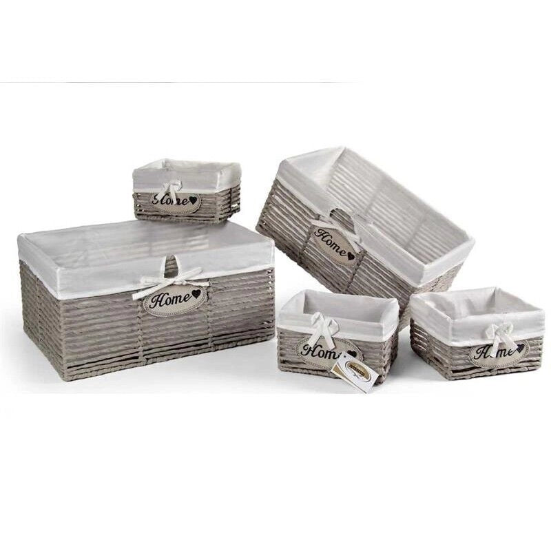 SET 5 CESTE IN TESUTO 44/39/22 CM DI COLORE GRIGIO
