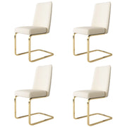 Set di 4 sedie da pranzo con schienale trapuntato e seduta imbottita in velluto beige con gambe in metallo