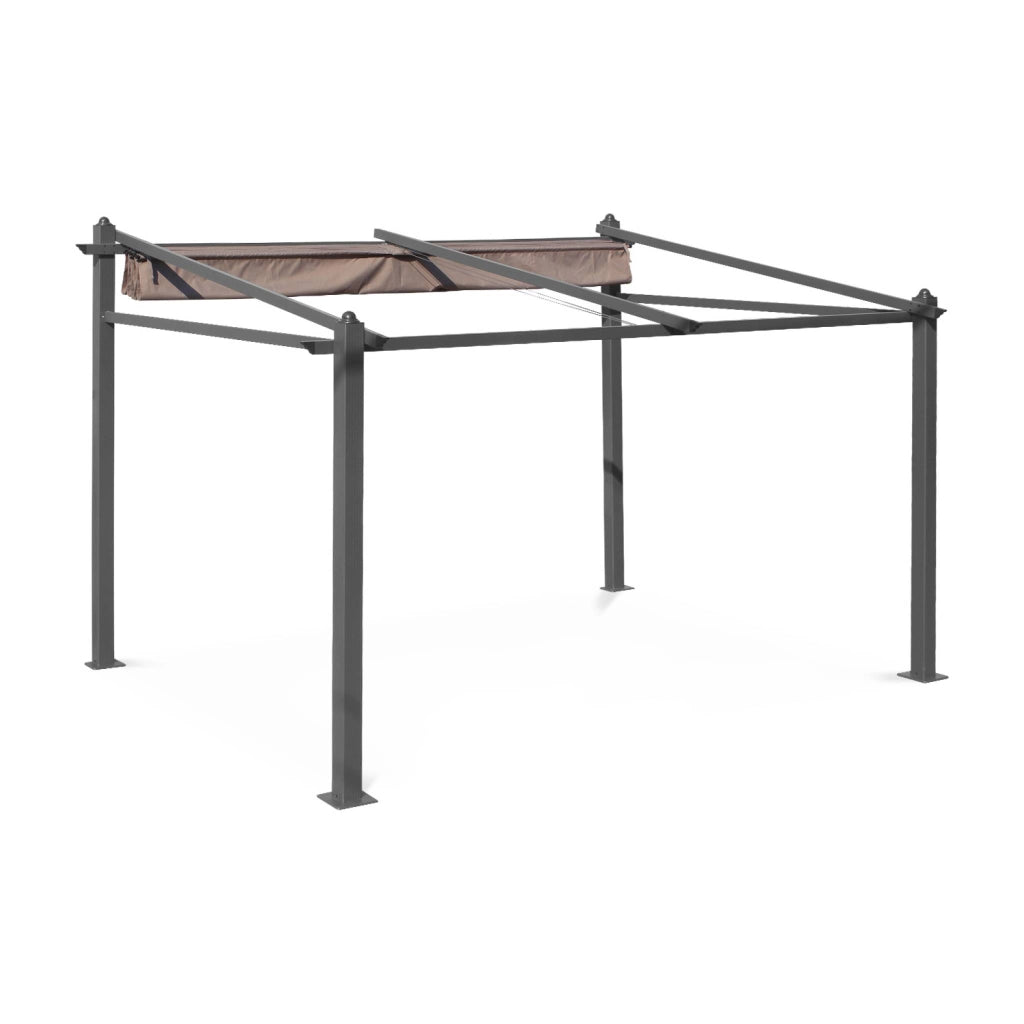 3x4m  pergola in alluminio con copertura scorrevole, beige