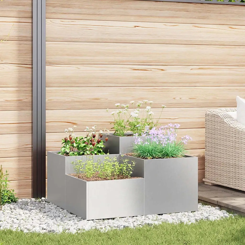 Vaso da giardino Argento 100 x 100 x 48 cm Acciaio inossidabile