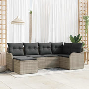 Set Divano da Giardino 6 pcs Grigio chiaro Poly Rattan 3345772