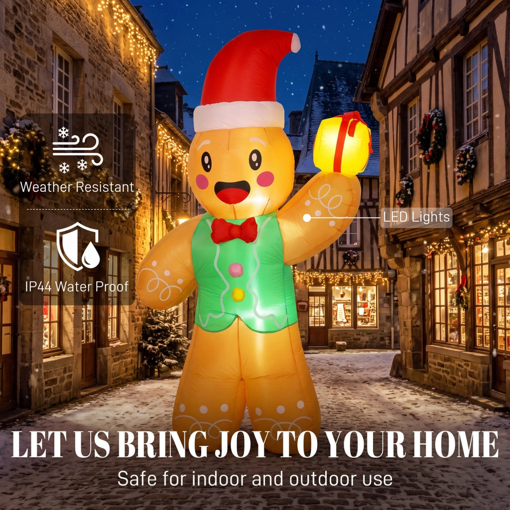 Omino di pan di zenzero gonfiabile natalizio da 2,5 m con luci a LED