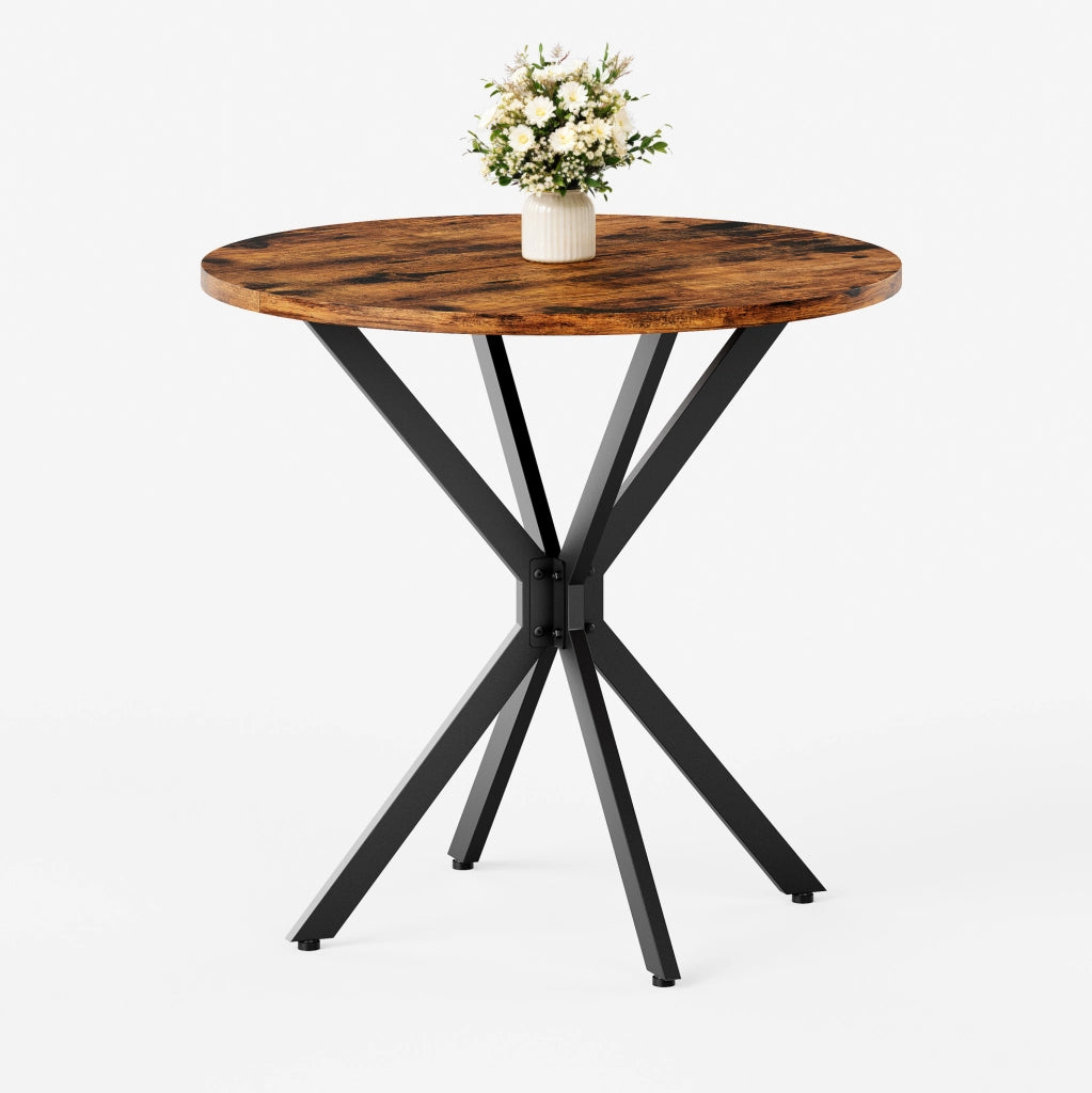 Tavolo rotondo Ø80 cm in stile industriale marrone e nero
