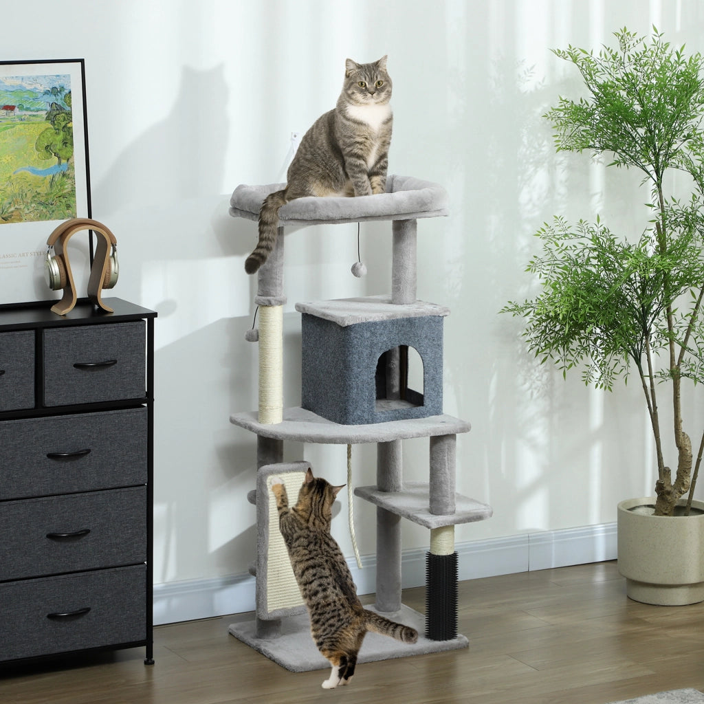 Tiragraffi Multilivello con Casetta e Lettino ¨C Xylo ¨C Grigio 132 cm