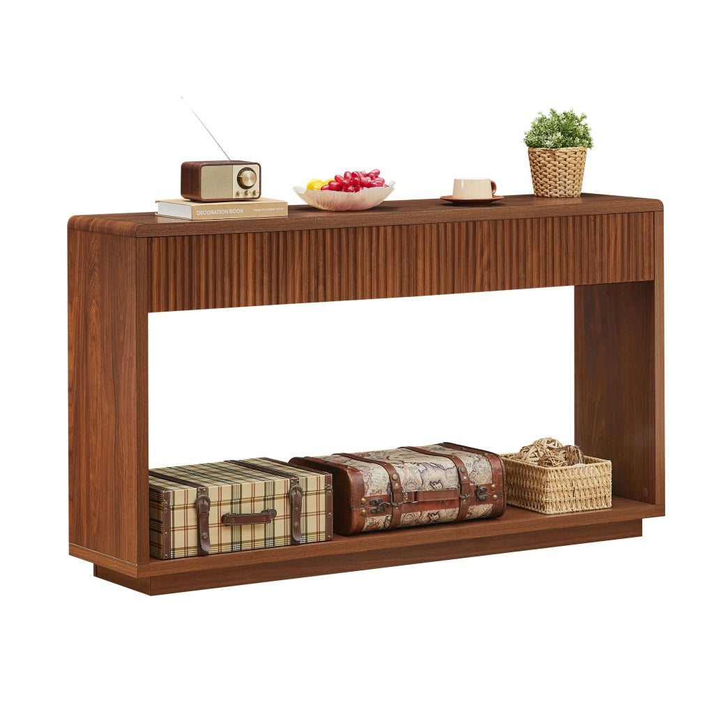 Consolle da ingresso 150x35x85 cm con 2 cassetti e ripiano aperto noce