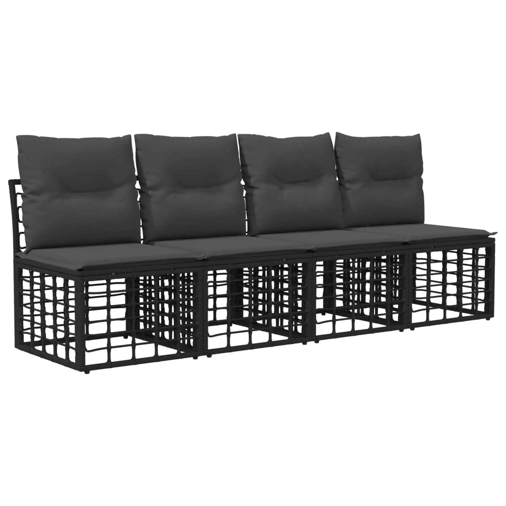 Set di divani da esterno 9 pz Nero e Grigio scuro Poliestere 3437703