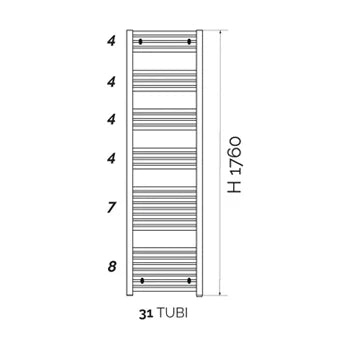 Termoarredo Kalura dritto cromo 176x55 cm