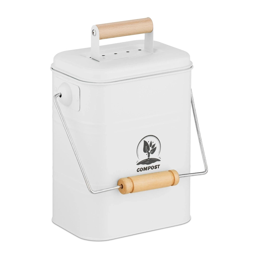 Secchiello per compost da 3,5 litri design rustico cucina circolazione d'aria ottimale finitura opaca in metallo grigio 13_0017238