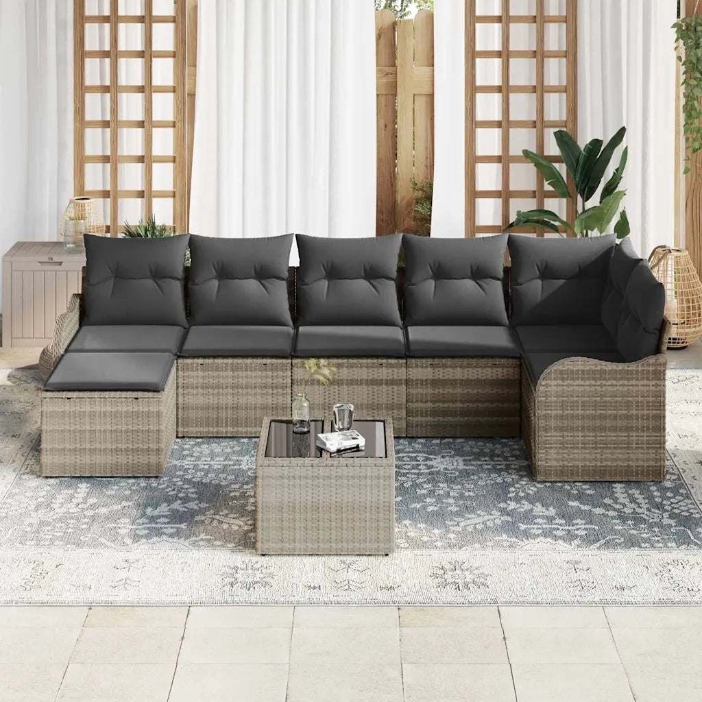 Set Divano da Giardino Grigio chiaro polyrattan 3345802