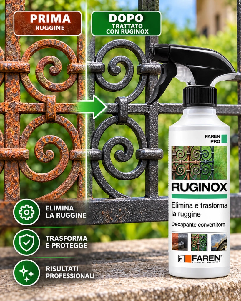 Convertitore di Ruggine Faren Ruginox Spray 250 ml rimuove ossidazioni