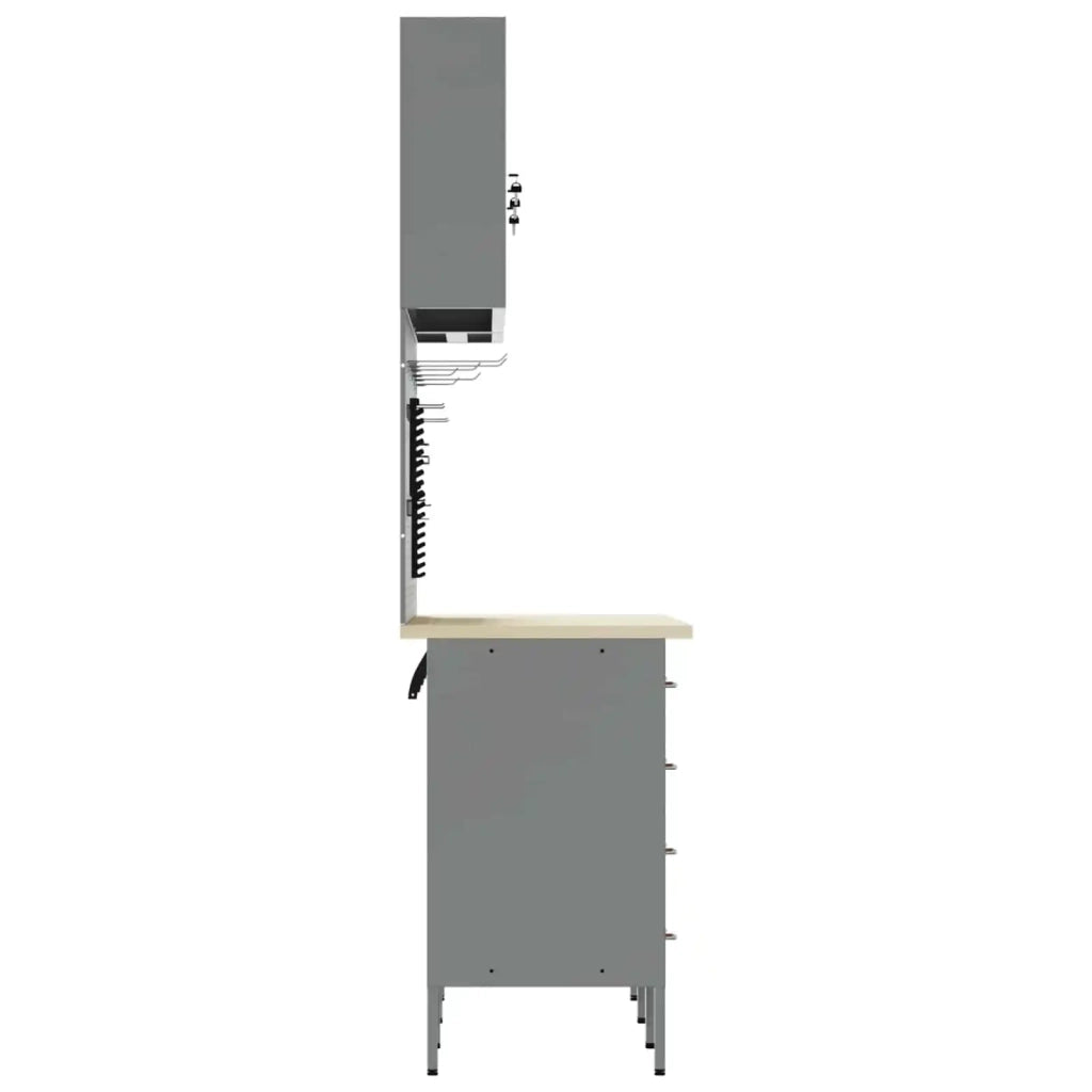 Mobile da lavoro 8 pcs Nero Legno ingegnerizzato e acciaio 3321458