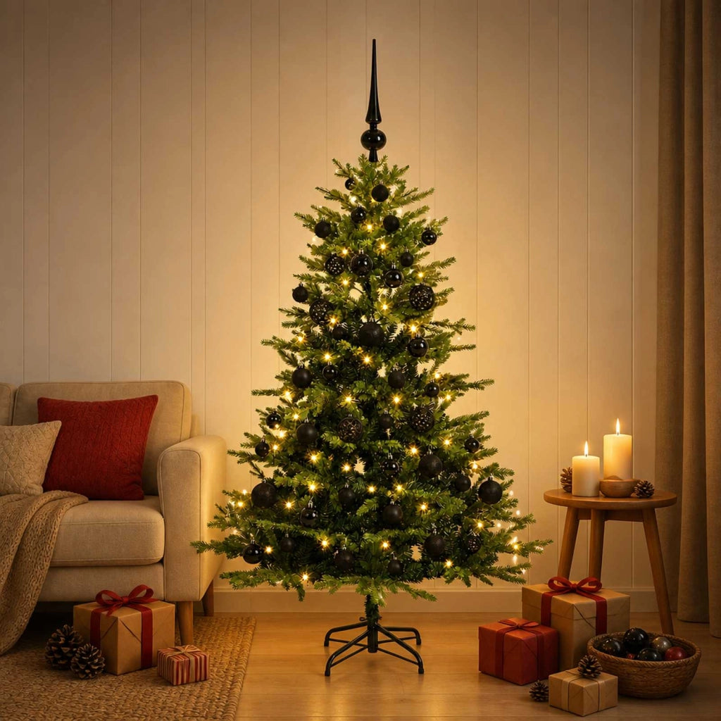 Albero di Natale artificiale con palline 150 cm 150 LED 3465556
