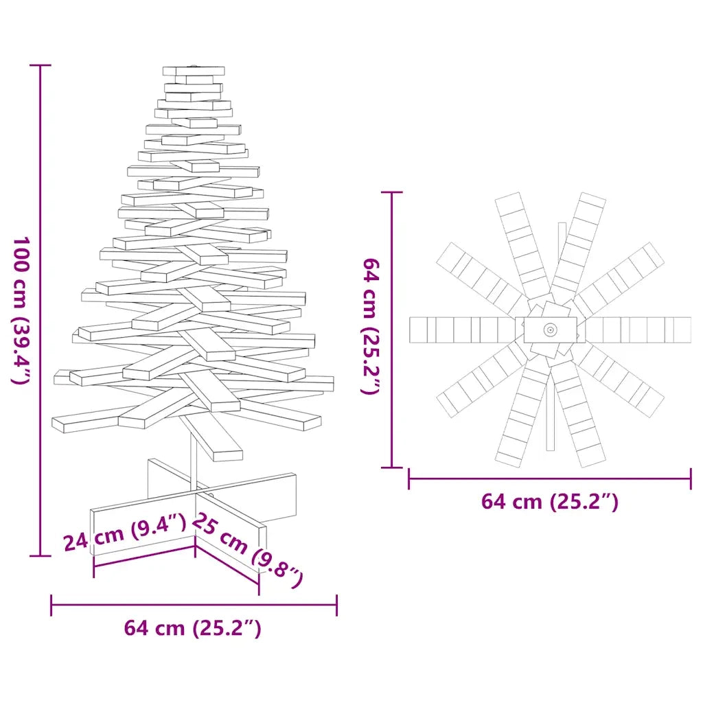 Albero di Natale | Decorazioni natalizie Marrone Cera 100 cm in Legno Massello di Pino