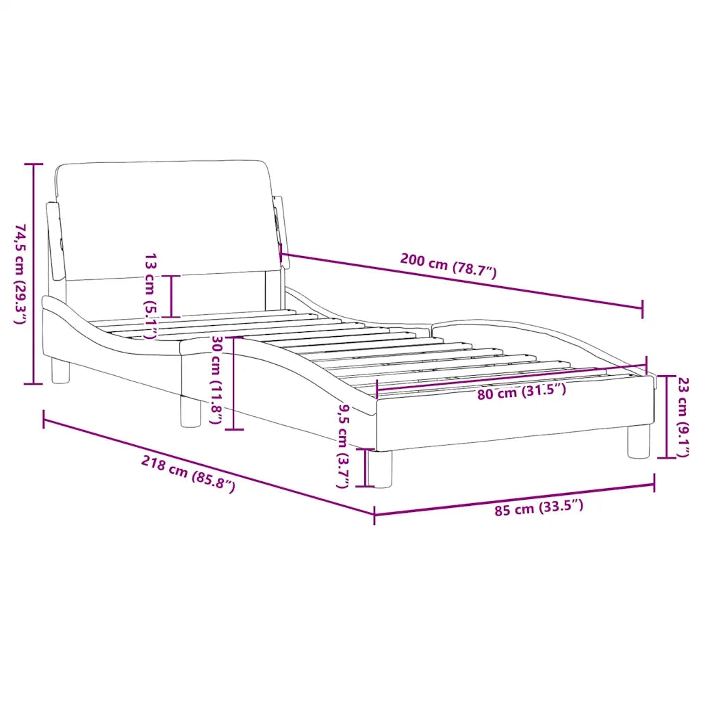 Giroletto-Struttura Letto Dover Grigio Scuro 80x200 cm Tessuto