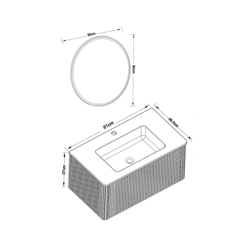 Mobile bagno sospeso con lavabo integrato e specchio LED regolabile antiappannamento in MDF e compensato bianco