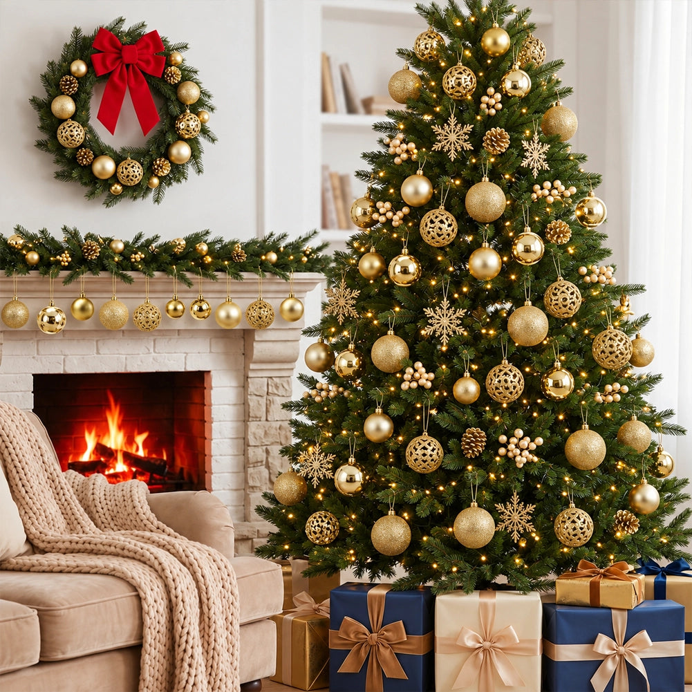 Confezione 100 x Palline Natale Colore ORO Diametro 3/4/6 cm Addobbi Natalizi