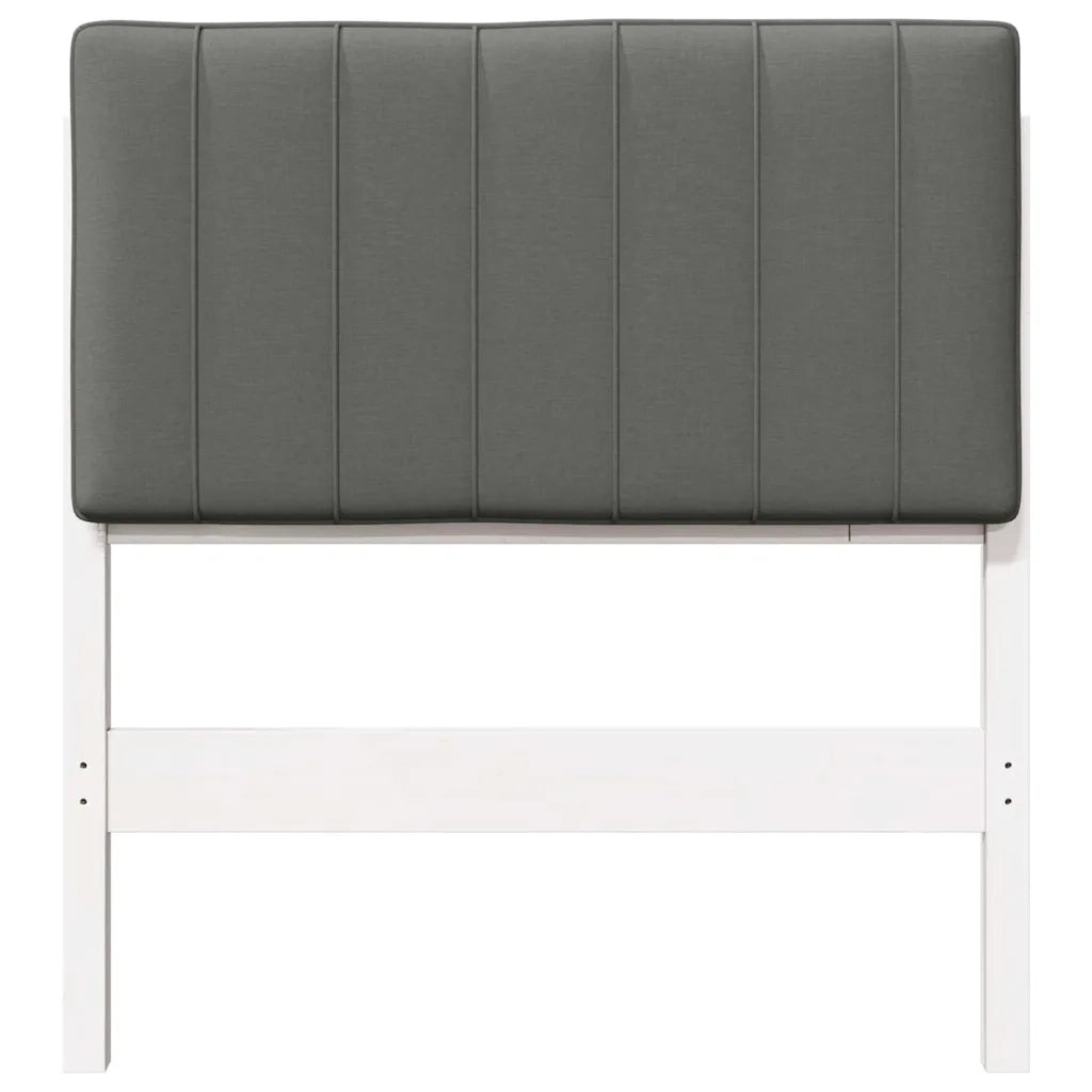 Testiera | Testata imbottita Bianco e grigio chiaro 75 cm Pino massello