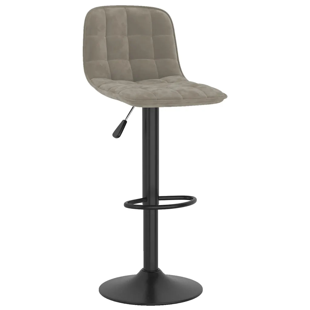Sgabello da Bar Grigio Chiaro in Velluto 333980